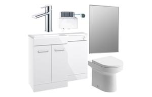 Benito 1000mm Furniture & BTW WC Pack - White Gloss (RH)